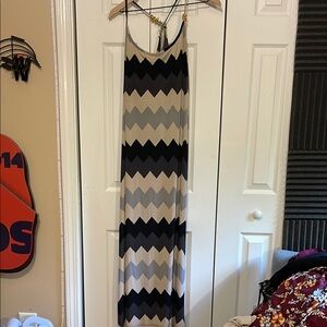 J.B.S. Zigzag Maxi Dress - Black and Gray